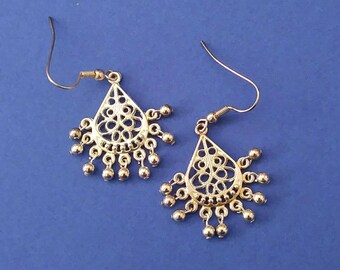 Silver beaded chandelier earrings