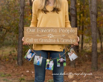 Hand Painted Wood Grandparents Sign. My Favortie People Call Me Nana/Grandma/Papa/Grandpa/Mimi. Gift. Picture Holder Frame. Grandkids. Home