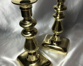 Brass Candleholders; Matching Pair