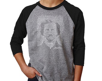 Boy's Raglan Baseball Word Art T-shirt - Edgar Allen Poe - The Raven