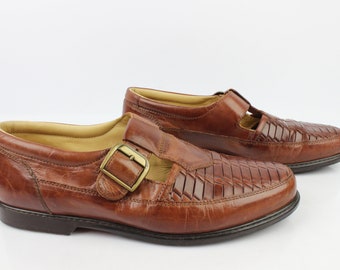 Vintage Derby Sandals SLEDGERS Made JOHN in FranceTout Leather Brown T 41 very good condition (3313)