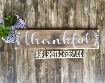 Thankful, thanksgiving sign, fall sign, fall decor, thanksgiving decor, wooden signs, wood sign, rustic signs, handpainted sign, rustic