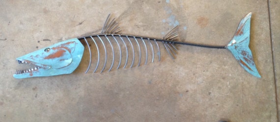 Barracuda Metal Fish Wall Sculpture 48in Beach Coastal Tropical Art