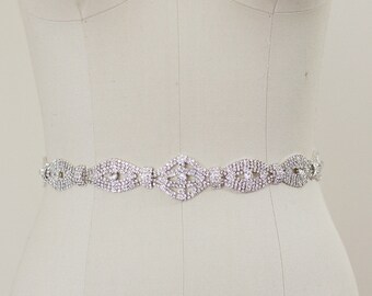 Sale! Bridal Gown Sash Belt, Crystal Sash, Wedding Dress Sash belt, Rhinestone Beaded Sash - KYRA
