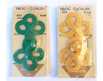 Lot of Two Large Frog Closures, Green & Yellow, NOS