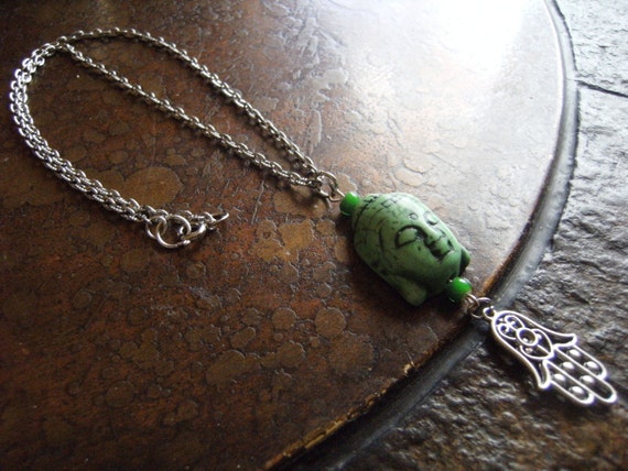 Forest Perfect Harmony Buddha Hamsa Advalokitesvara Turqoise Chain necklace