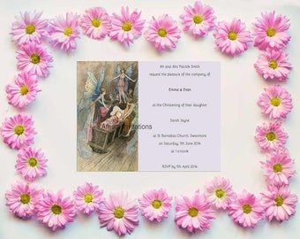 Digital Printable Vintage Fairy Christening Party Baptism Baby Naming Invite Baby Shower Invitation Instant Download Microsoft Word