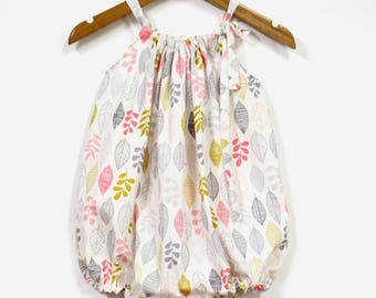100% Organic Baby Girl Romper, Baby Rompers, Bubble, Sunsuit, Playsuit, Baby Outfit, Baby Romper, Baby Girl Clothing, Organic Baby, Leaf