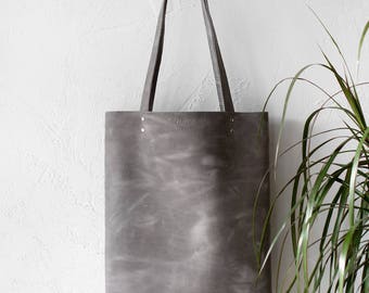 Distressed Light Grey Leather Tote bag No.Tl- 17064