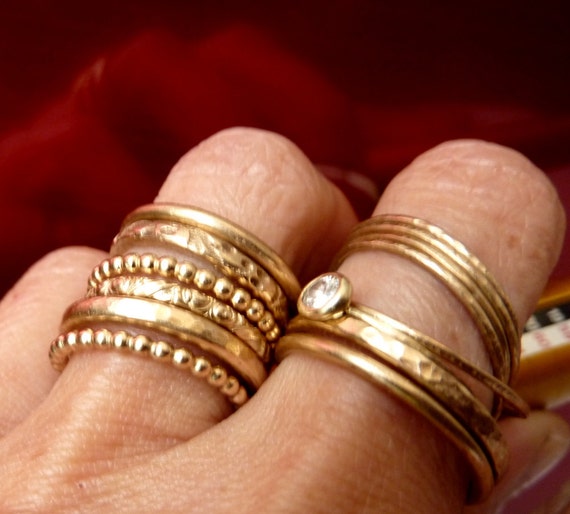 Items similar to Modern Stackable Gold Ring Handmade on Etsy