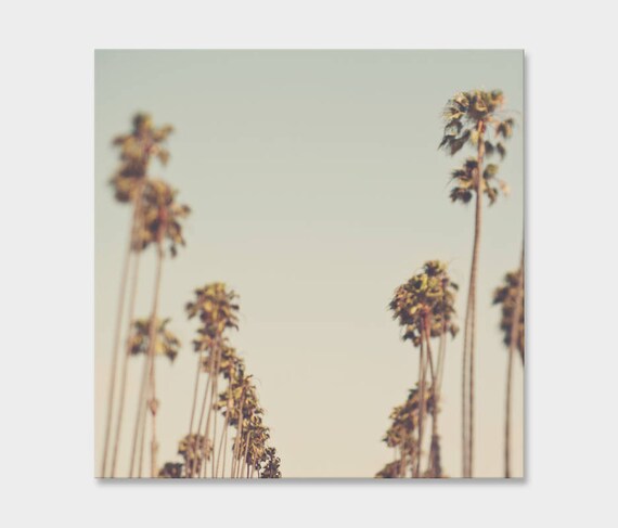 large palm tree wall art canvas wrap blue green home decor