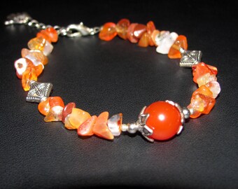 Bracelet genuine carnelian gemstones and stars