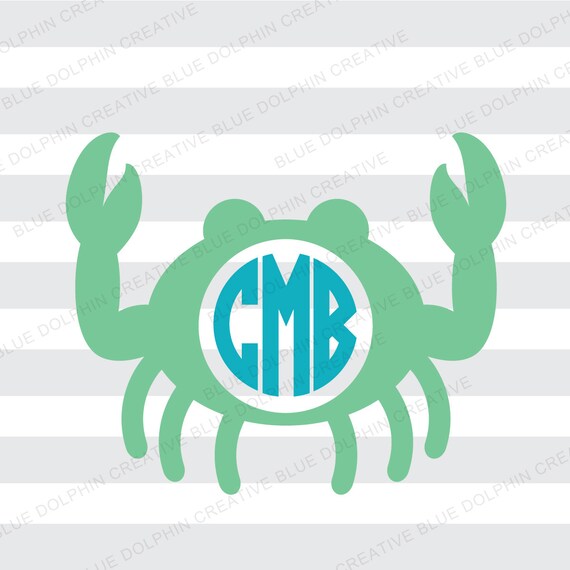 Crab monogram frame SVG PNG / Cricut Silhouette cutting files