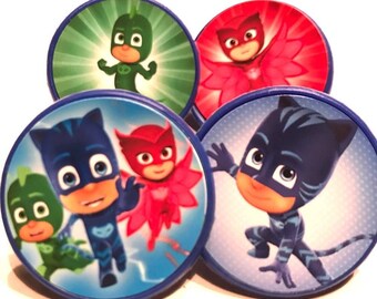 PJ Masks Cupcake Toppers - 12 - Cupcake Topper Rings, PJ Masks Cake Toppers, PJ Masks Birthday Party Cupcake Toppers