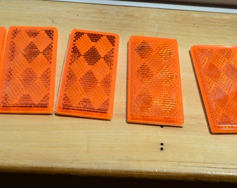 10 Adhesive Reflectors Craft Supply Wholesale Lot Orange Safety Reflector Plastic DOT Sate Lite 15 SAE A 80 3.25 x 1.5 Halloween Safety APV