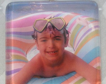 Personalized Custom Photo Glass Tile Pendant - New larger Tile