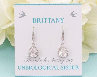 Wedding Jewelry, Personalized Bridesmaid Gift, Bridesmaid Earrings, Bridesmaid Jewelry, Crystal Bridal Teardrop Earrings, Mother of Bride