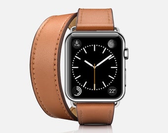 double wrap leather Apple watch band