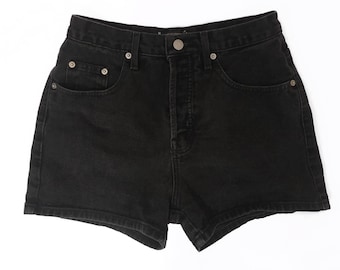 90s Vintage Guess High Waisted Washed Black Jean Shorts