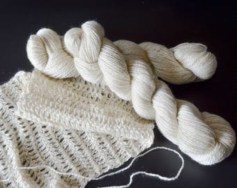 2 ply Sport Weight Shetland/ Mohair Blend Yarn - 200 yards 18 wpi 3oz skeins - Super Soft Cream - Our First Mill Run Yarn