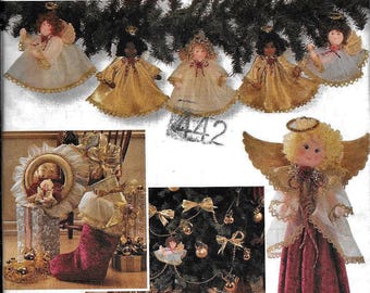 Simplicity 7938 Angel Christmas Tree Skirt Wreath Ornaments Victorian Lace Shirley Botsford Design Sewing Pattern UNCUT