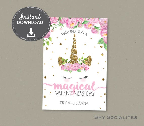 printable unicorn valentines instant download unicorn