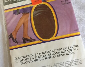 French vintage stockings, Vintage seamless nylon Stockings, Size 2, Medium, stretch, Vintage Hosiery,