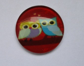25mm, cabochon 2 owls in love