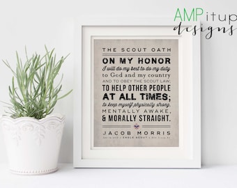Eagle Scout Gift - The Scout Oath Printable - Personalized Eagle Scout Gift - Boy Scouts - Court of Honor -Custom Eagle Scout Gift Printable