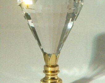 Lamp Finial-Faceted Clear Diamond**Polished Brass Base**