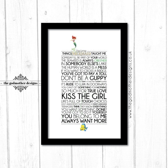The Little Mermaid Disney Typography Print Quotes &amp; Lyrics