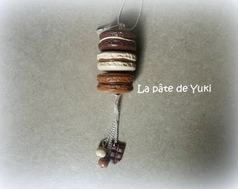 Necklace brown chocolate brown handmade polymer clay