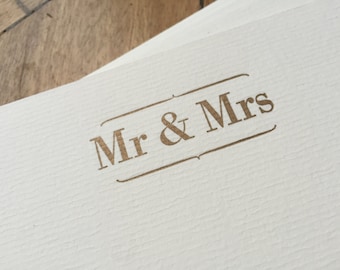 Mr and Mrs note cards set letterpress printed wedding gift thank you cards