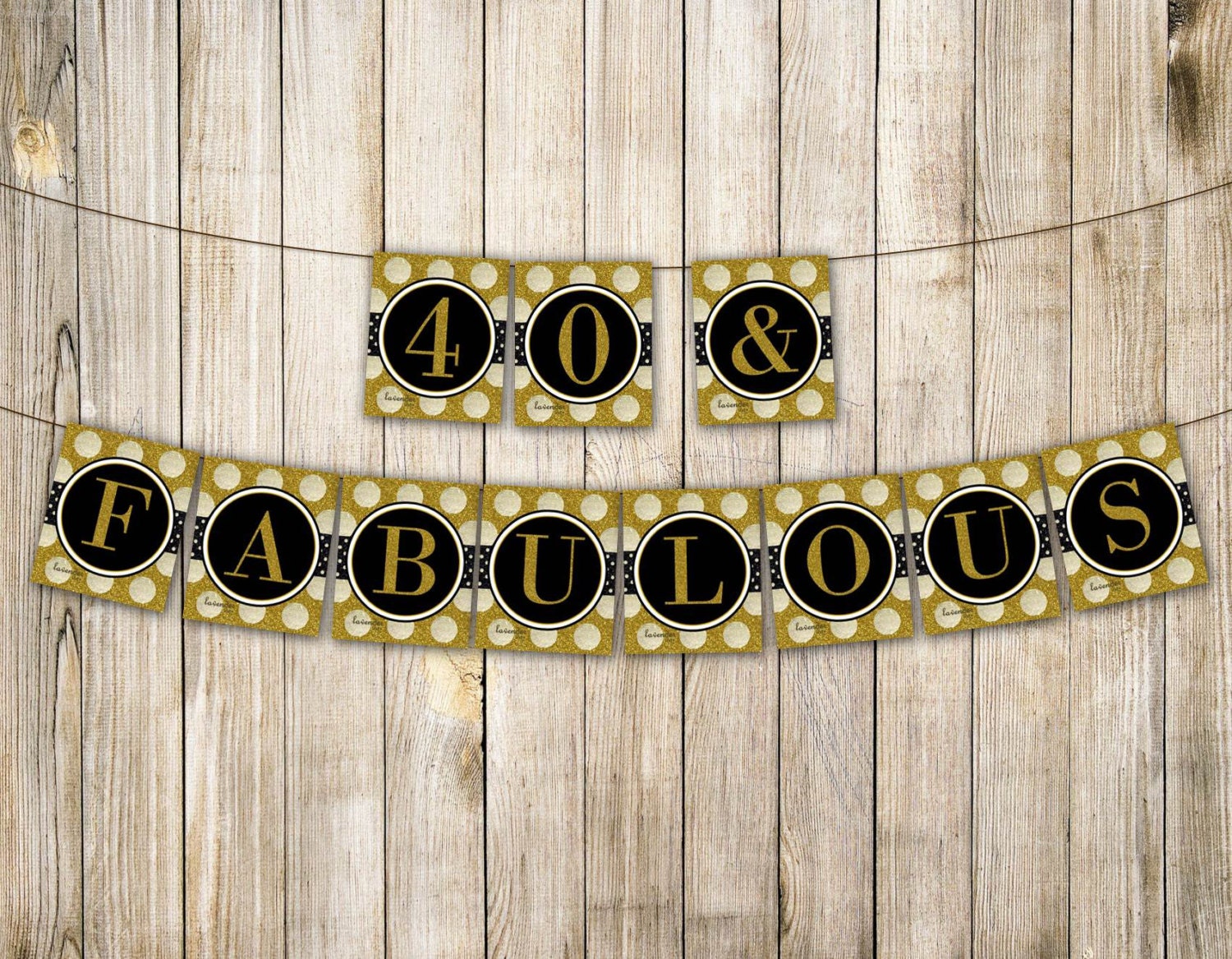 GOLD 40 & Fabulous Birthday Banner Forty Birthday Bunting