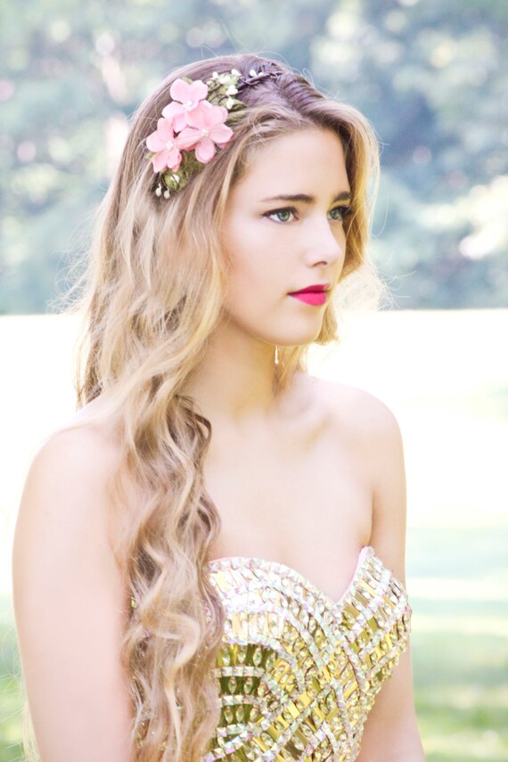 wedding hair with flower crown
