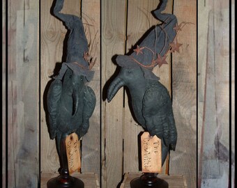 Primitive folk art Instant download digital sewing pattern crow witch make do HAFAIR HAGUILD ofg faap 121