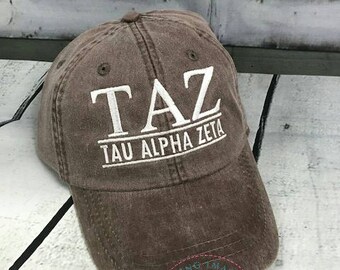 Tau Alpha Zeta, Sorority Hat, Monogrammed Hat, Fraternity Hats, Personalized Hat, Custom Hat, Unstructured Hat, Monogram Gift