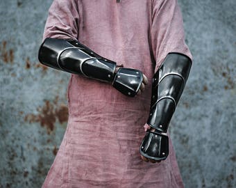 Blackened Steel Rogue Warrior Bracers - Special Wrist Protection - Pair of Arm Protection - LARP Armor