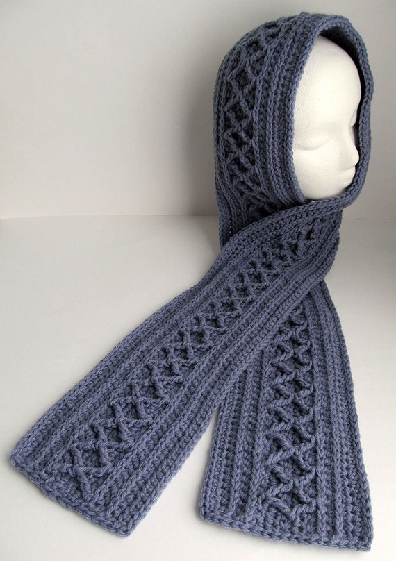 Crochet Scarf Pattern Diamond Cable Scarf Long Scarf to