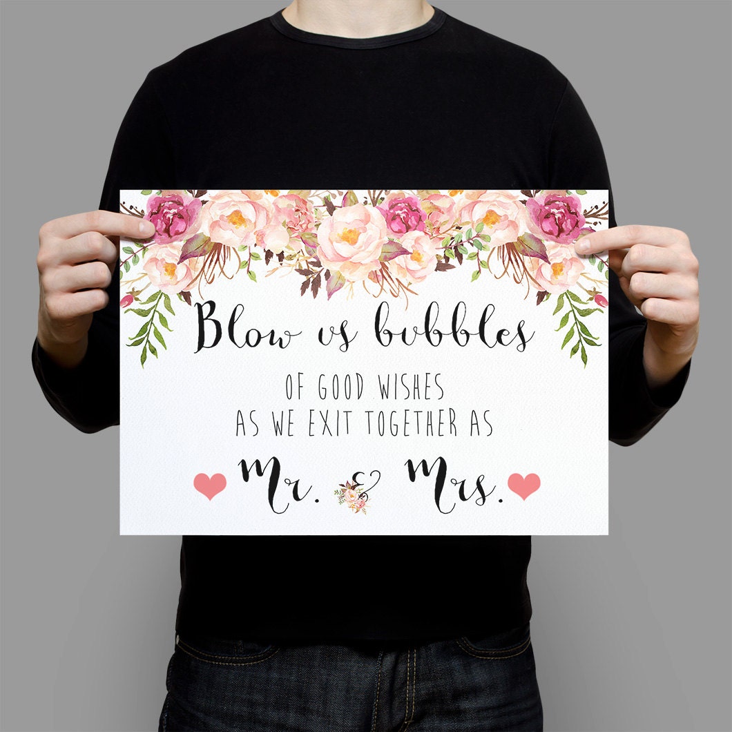 Printable Blow Us Bubbles of Good Wishes Wedding Bubbles