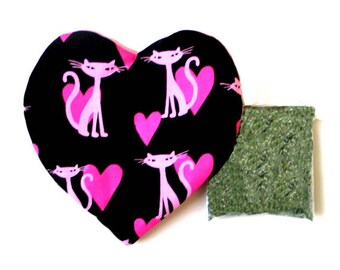 Catnip Toy with Catnip Retro Cats and Hearts Large Refillable