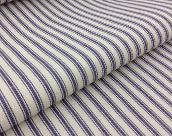 Blue & White Striped Ticking Fabric/Farmhouse Fabric/60"Wide