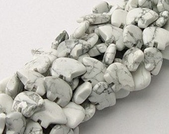 Six White Howlite Zuni Style Bear Fetish Beads Bright Chalky Milky Gray Black Matrix Southwestern Winter Totem Animal Polar Alaska Canada