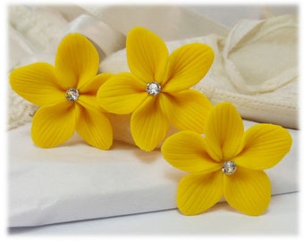 Yellow Hair Flowers - Yellow Flower Hair Pins, Yellow Wedding Hair Flowers, Yellow Wedding Hair Accessories