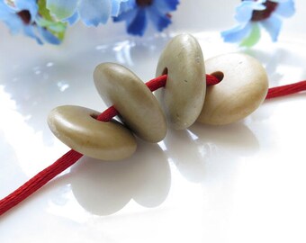 Center Drilled Beach Stones, Big Round Donut Pebbles, Jewelry Supplies, Organic Vegan Beads, Sea Stones Center drilled