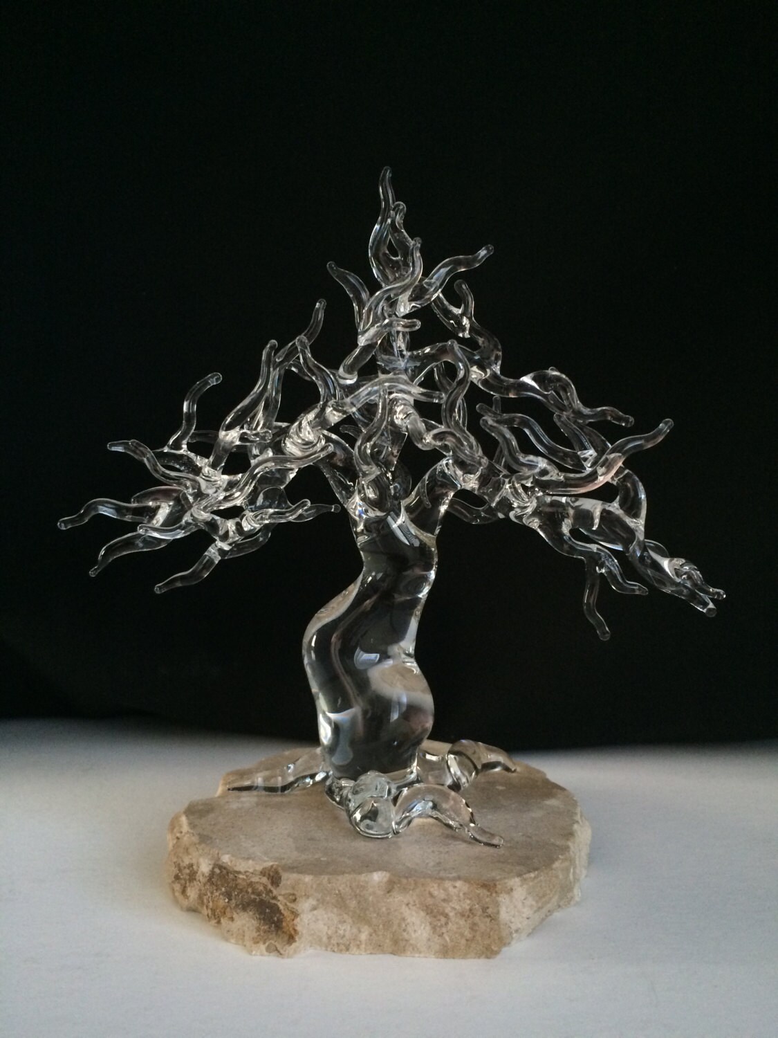 Handblown Glass Bonsai Tree Sculpture