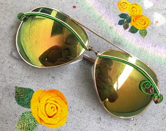 Aviatar glasses .. wire Wrapped with garnet