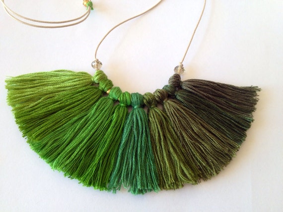 Items similar to Emerald grass Green necklace, statement necklace ...