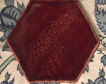 Homemade Ceramic Lace Jewelry Dish or Spoon Rest