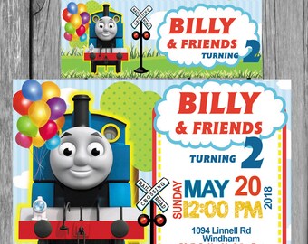 thomas the train invitation birthday invitation heavy cardstock or digital